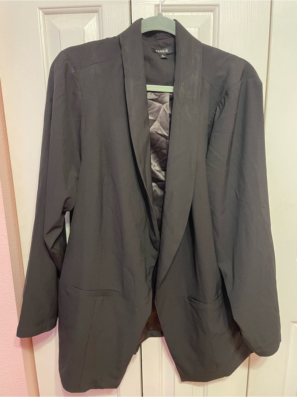 torrid Black Open-Front Blazer with Shawl Lapel